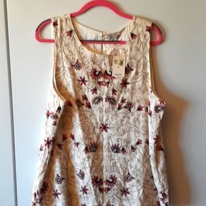 Lined embroidery tank top